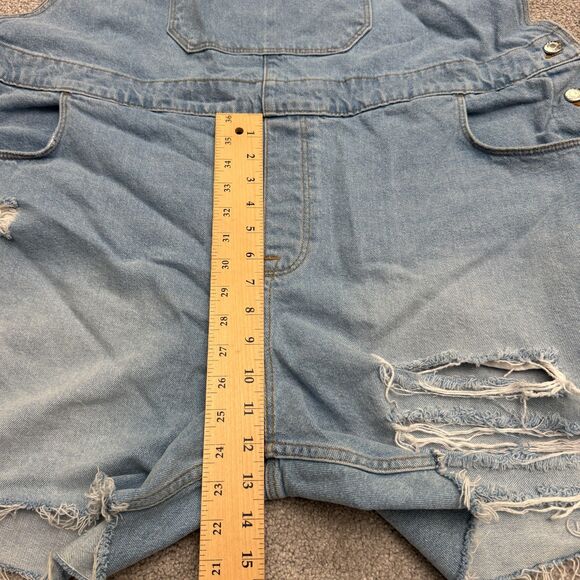Asos Design Bib Overalls Shorts Womens 4XL Blue Distressed Casual Streetwear - Picture 10 of 12